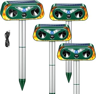 2026 Solar Ultrasonic Animal Repellent Outdoor Cat Deterrent Deer Repellent Devices,Upgraded Waterproof Dog Repeller with Motion Sensor,Flashing Lights,Scare Squirrels Rabbits Raccoons Skunks Garden