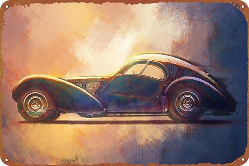 1936 Bugatti Type 57SC - Cartel de metal retro para decoración de pared para el hogar, calle, puerta, bares, club