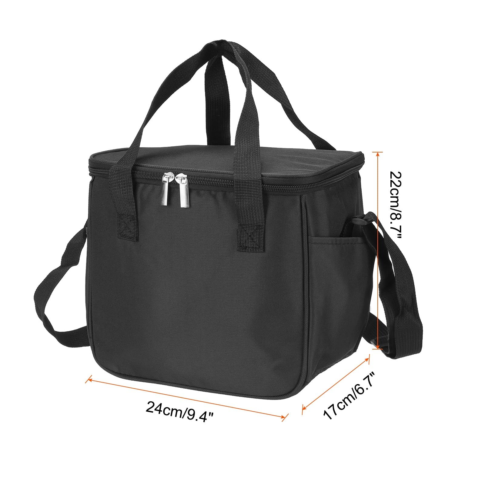Boîte à déjeuner pour femmes/hommes, sac à déjeuner isotherme, sac fourre-tout thermique, récipient à déjeuner réutilisable 8,7 x 6,7 x 9,4 pouces pour le travail, pique-nique en plein air, noir