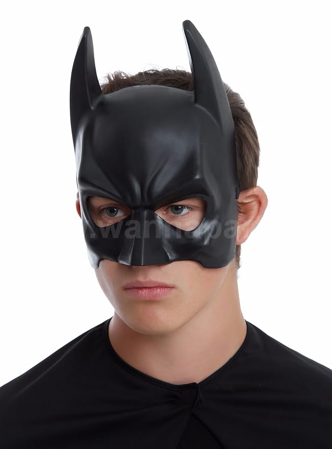 Wanna Party Superhero Half Face Mask for Halloween Masquerade, Standard (Black)