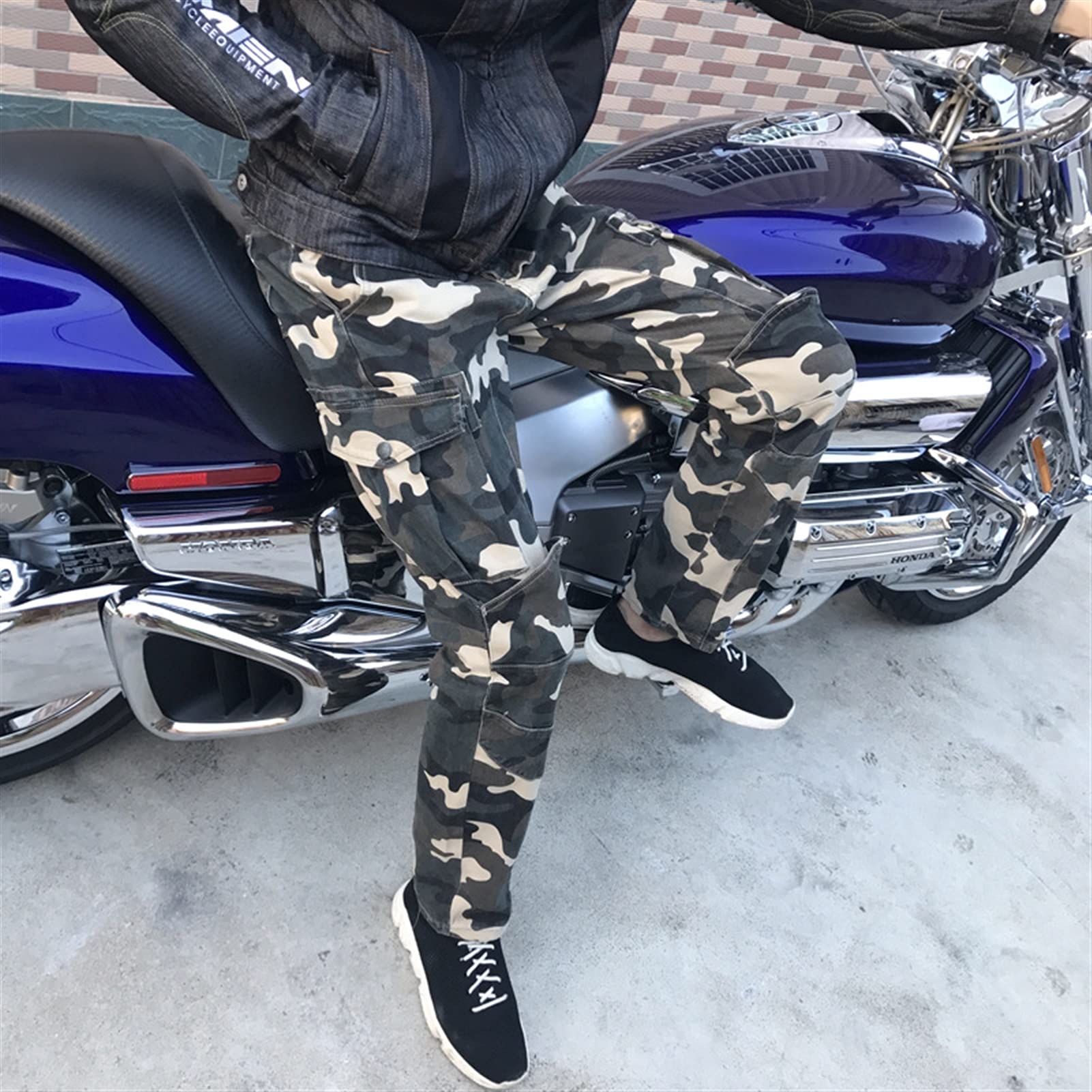Pantalones De Moto De Camuflaje Vaqueros De Moto para Hombre Viene con 4 Equipos De Protección Desmontables. Vaqueros De Primavera Y Verano, Unisex, Aptos para El Ciclismo. (M-4XL)