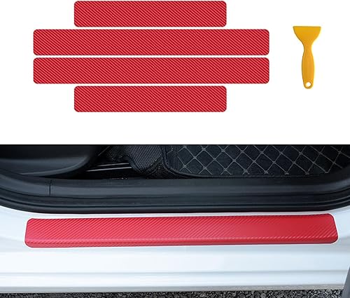 Miniatura 1 de UGSHY 4 protectores de borde de puerta modificados para automóvil, 2 tiras de fibra de carbono de 23.6 pulgadas, 2 protectores de borde de puerta de