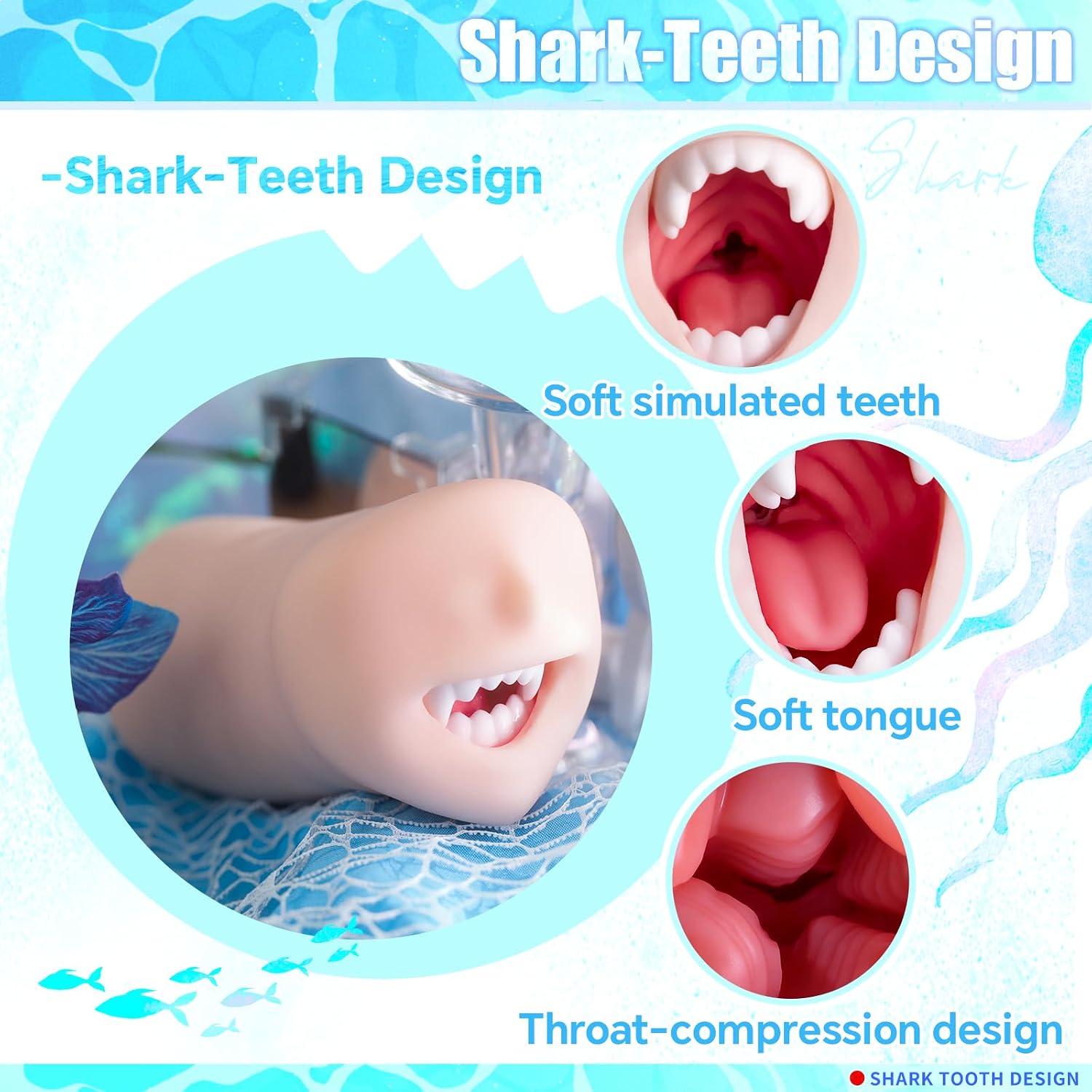 Male Masturbator Shark-Teeth Design Mouth Masturbator Adult Toys Male Sex Toys Pocket Stroker for Men 1.32LB