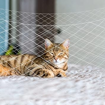 Cat Balcony Net, Pet Safety Fence for Balcony/Stairs/Window - Transparent Nylon Mesh Anti-Fall Netting for Dogs & Cats