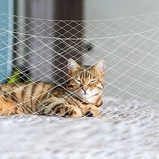 Cat Balcony Net Cat, Balcony Fence for Pets, Cat Netting Anti-Fall, Transparent Nylon Pet Mesh Fence for Dogs & Cat, Pet Safety Net for Balcony/Stairs/Window - 8x3cm(26 x 10 ft)