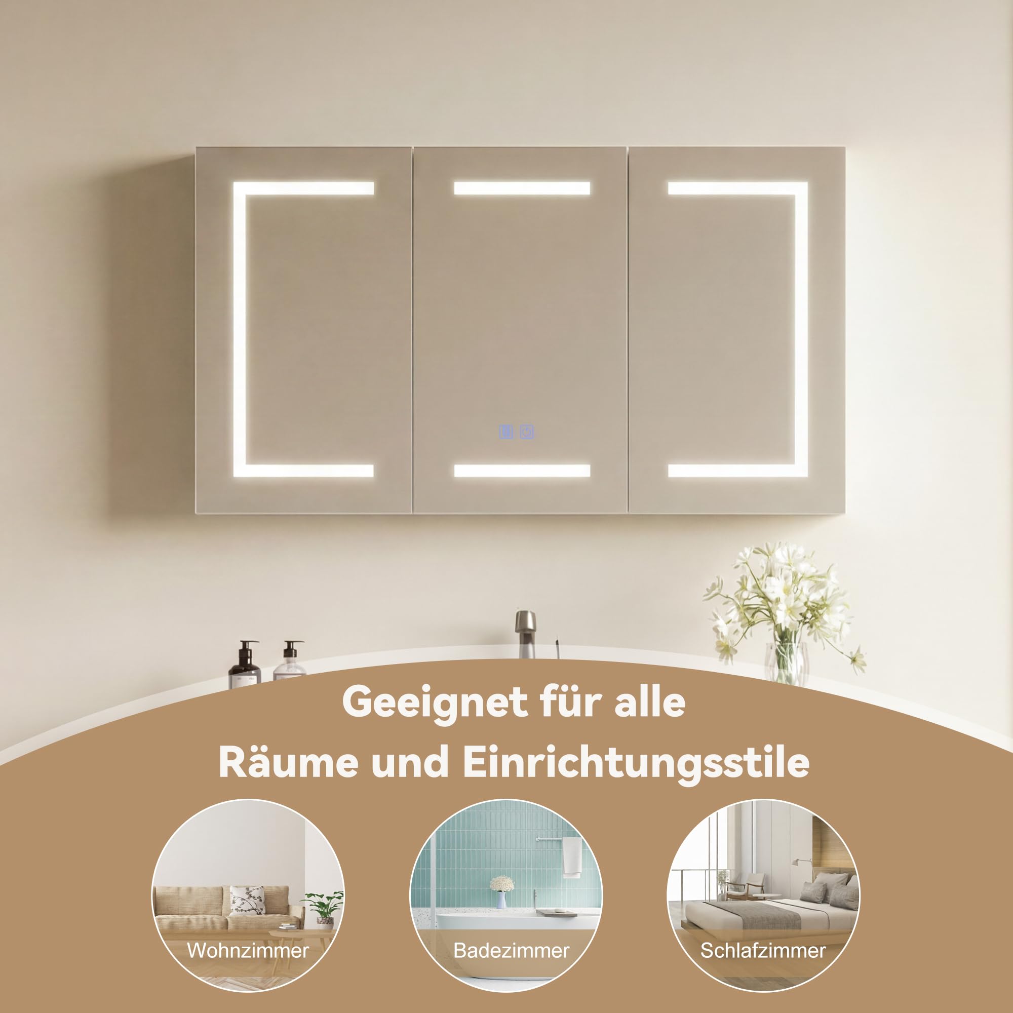 Szafka łazienkowa z lustrem 100 cm z oświetleniem LED, szafka łazienkowa z lustrem z gniazdkiem i regulowanym regałem, szafka łazienkowa z lustrem i funkcją defogowania, regulowana jasność