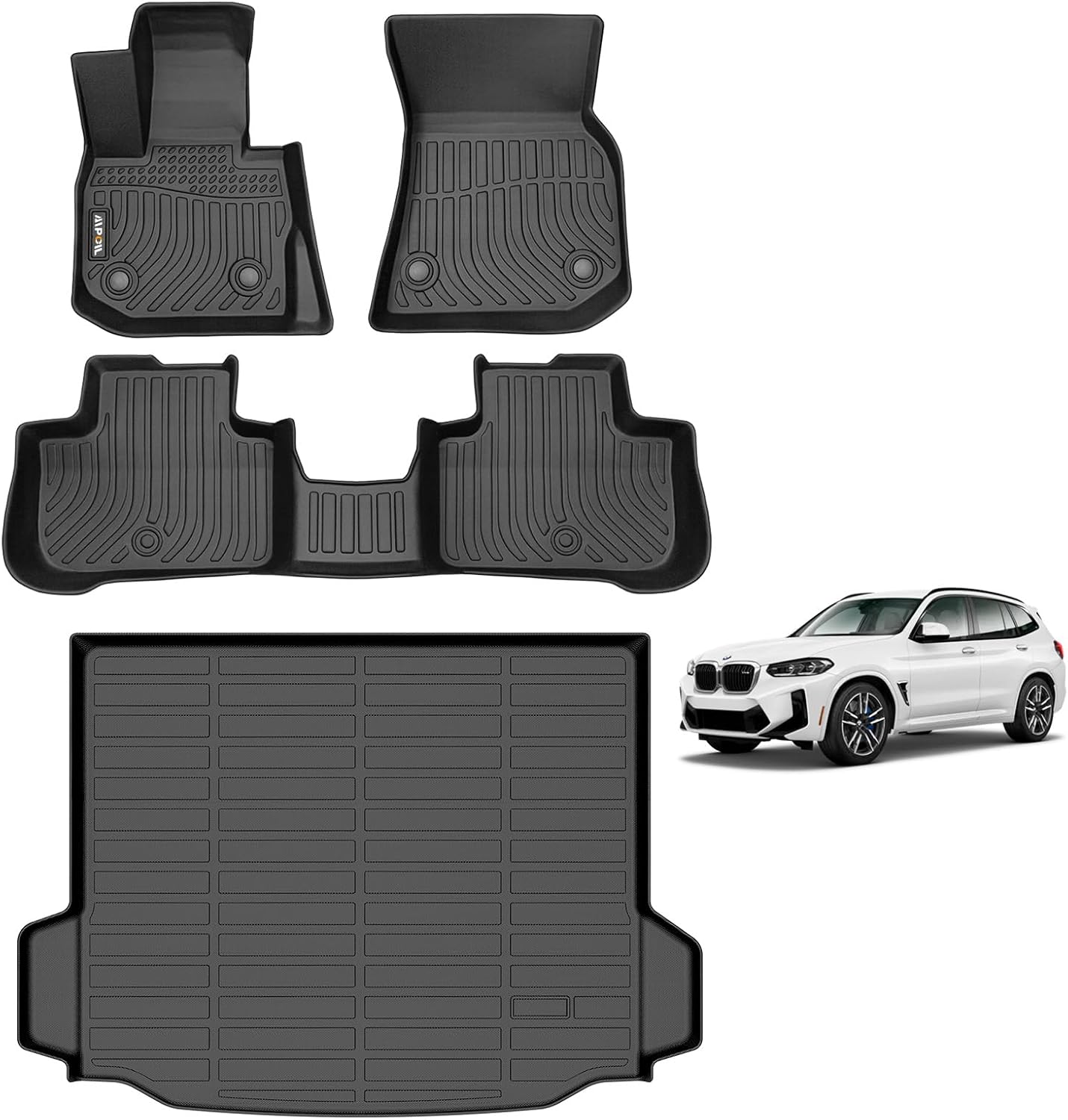 AIPOIL®TPE Floor Mats & Cargo Liner Custom for 2018-2024 BMW X3 G01/M40i/30i/M (Not fit car Without Spare tire & BMW X3 30e 2020-2021) All Weather Protection?Accessories, Black. For Bmw X3 2018-2024