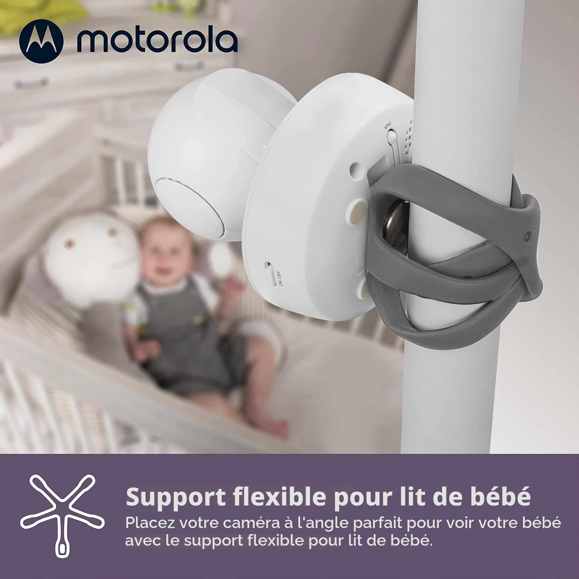 Motorola Nursery VM855 Moniteur bébé Wi-Fi connecté - avec application Motorola Nursery et unité parentale 5" - Vision nocturne, température et conversation bidirectionnelle, 1080p