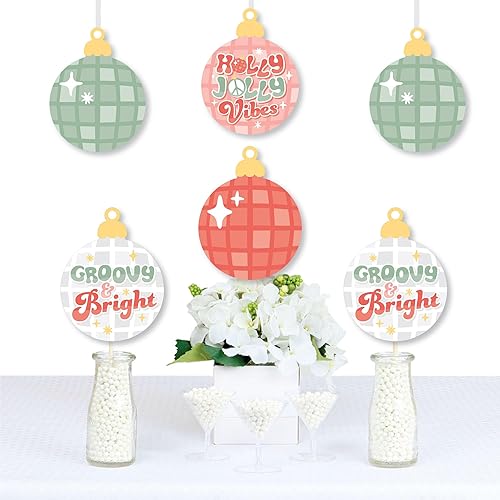 Big Dot of Happiness Groovy Christmas - Adornos de bola de discoteca para decoración de bricolaje en colores pastel para fiestas, juego de 20