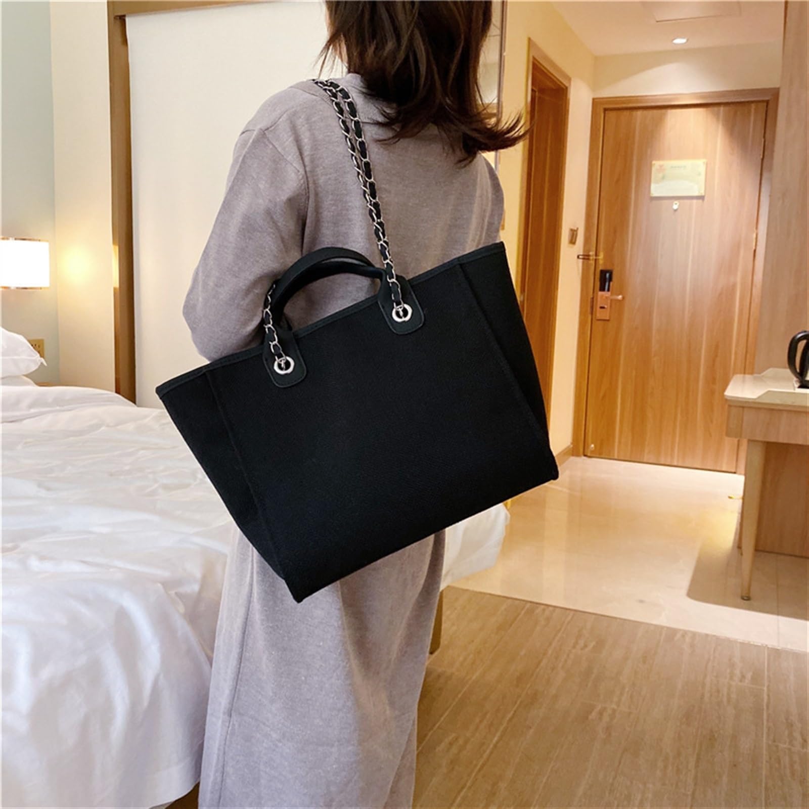 Amazon.co.jp: 女性キャンバス大容量ショルダートートバッグ