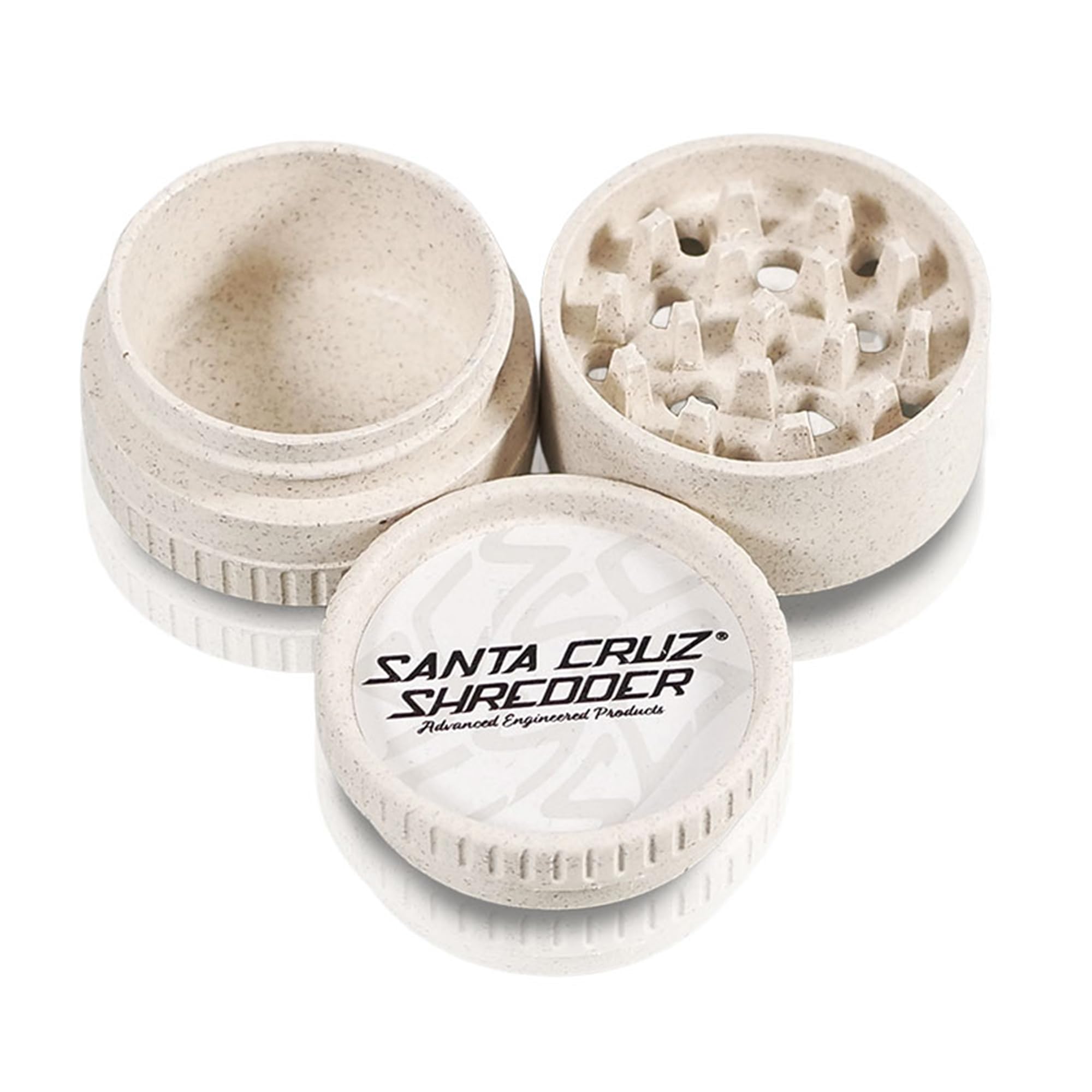 Santa Cruz Shredder Grinder for Herbs Knurled Top for Stronger Grip 3-Piece 2.2" (White)
