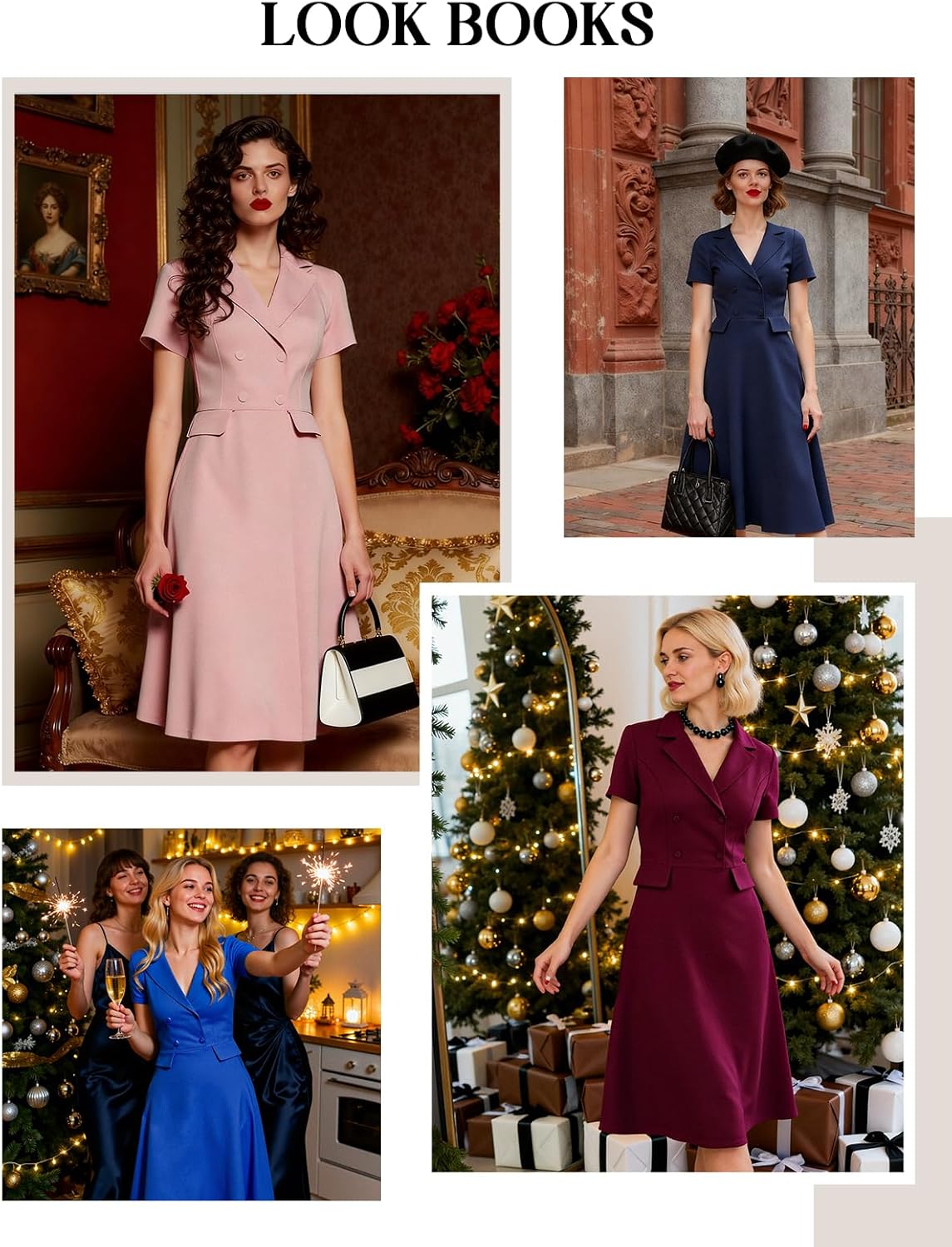 Bridesmay Vintage Cocktail Tea Party Dresses Collar Short Sleeve Fit and Flare Work Church Dress - Image 6