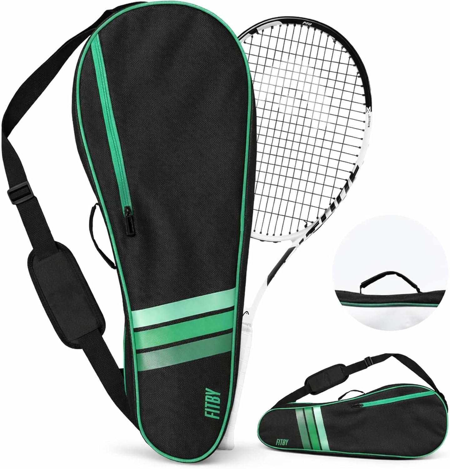 Fitby Lightweight Tennis Racquet Bag for Men & Women - Durable 27x10 Inch Bag Fits Multiple Rackets, Adjustable Strap, Side Pockets