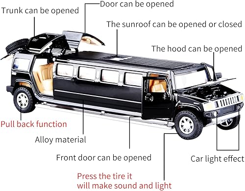 Miniatura 4 de ARCADORA 132 aleación tire hacia atrás vehículos de juguete de metal fundido a troquel con luz de sonido extendido 6 puertas abiertas para regalo de