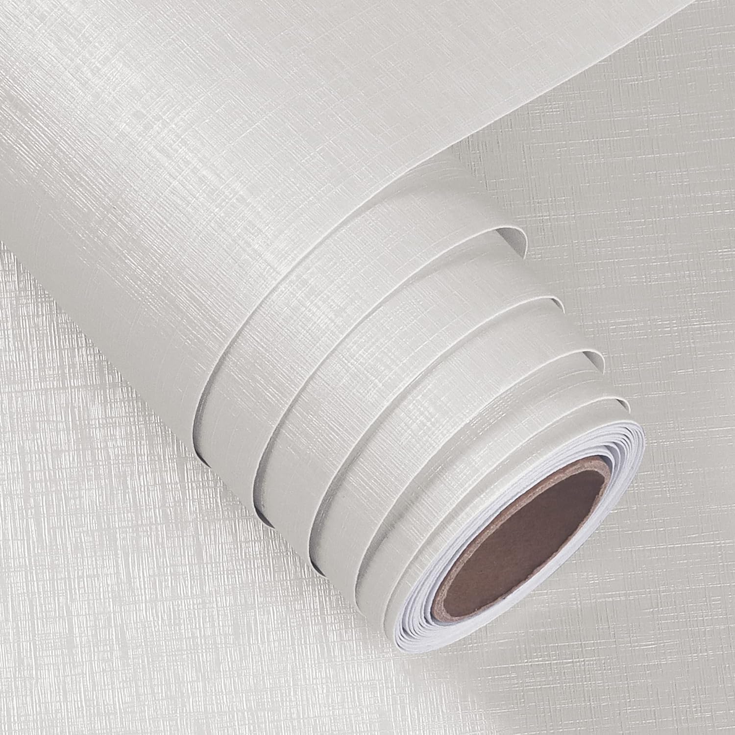 FunStick zelfklevende folie wit meubelpatroon linnen meubelfolie zelfklevend wit behang zelfklevende folie voor meubels tafelblad ladekast witte muur beschermfolie voor behang slaapkamer 40CMx2M