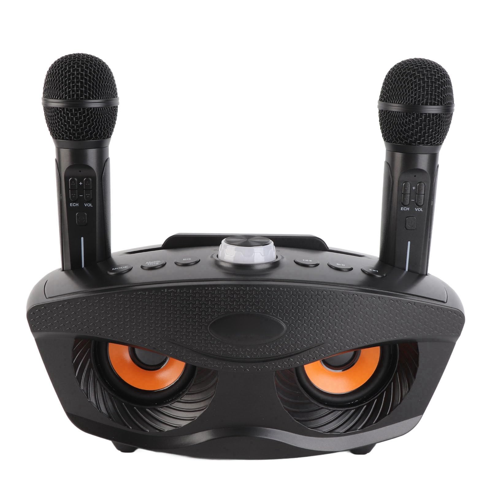 Altavoz Portátil para Karaoke en Casa con Micrófonos Duales, Entrada Auxiliar para Dispositivos Externos, Ideal Reuniones Familiares y Fiestas (Negro)