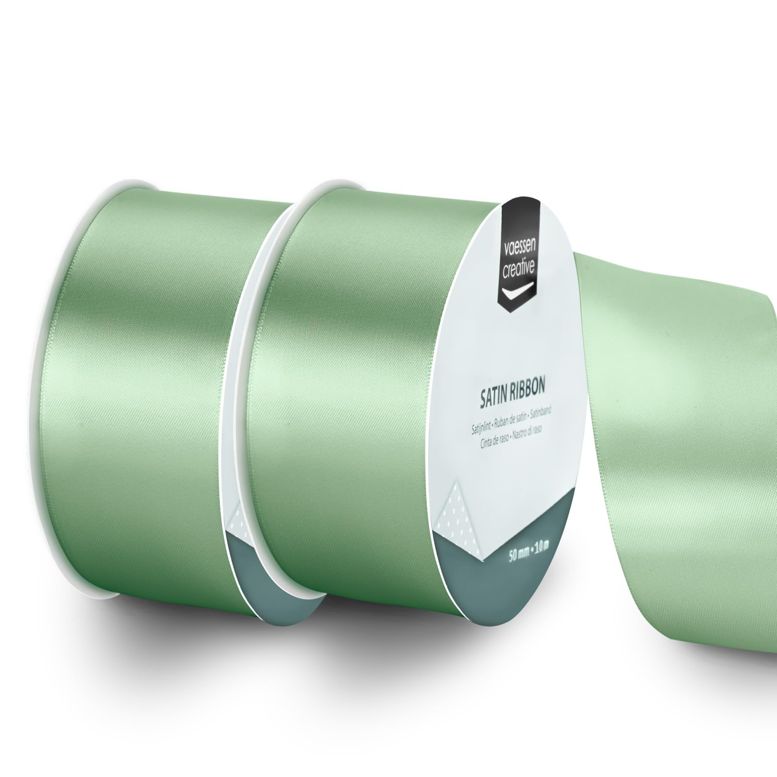 Vaessen Creative Satin Ribbon Set - Sage Green of 32.8 ft x 2" - Thin Ribbon for Gift Wrapping and Crafting, 10mx50mm