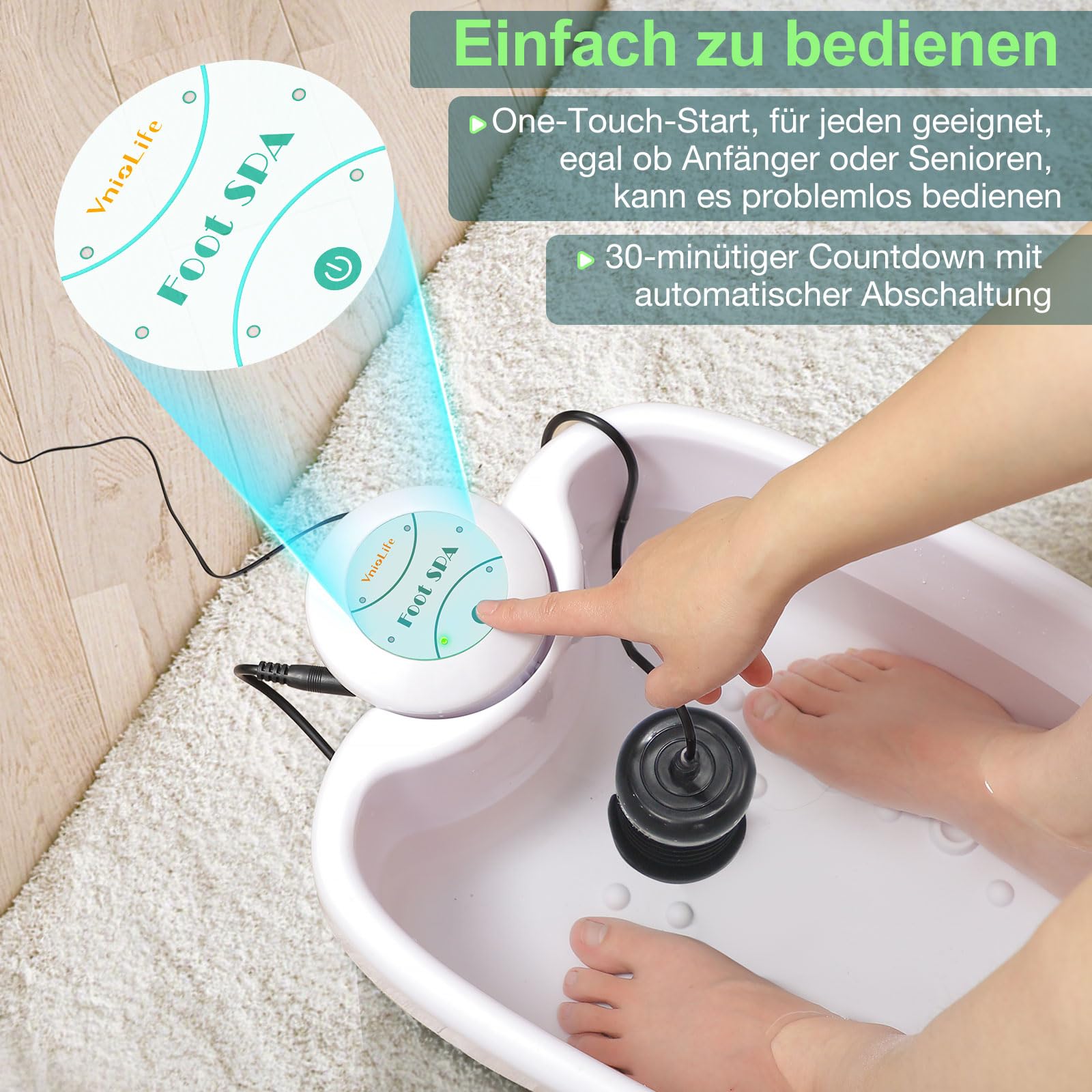 Ionen Fußbad, Detox Fussbad Professionelles SPA Fußbad für zu Hause Salon Tiefenentspannung & Reinigung Inkl .Fussbadewanne Array & 5 Einweg-Liner (Mit Becken)