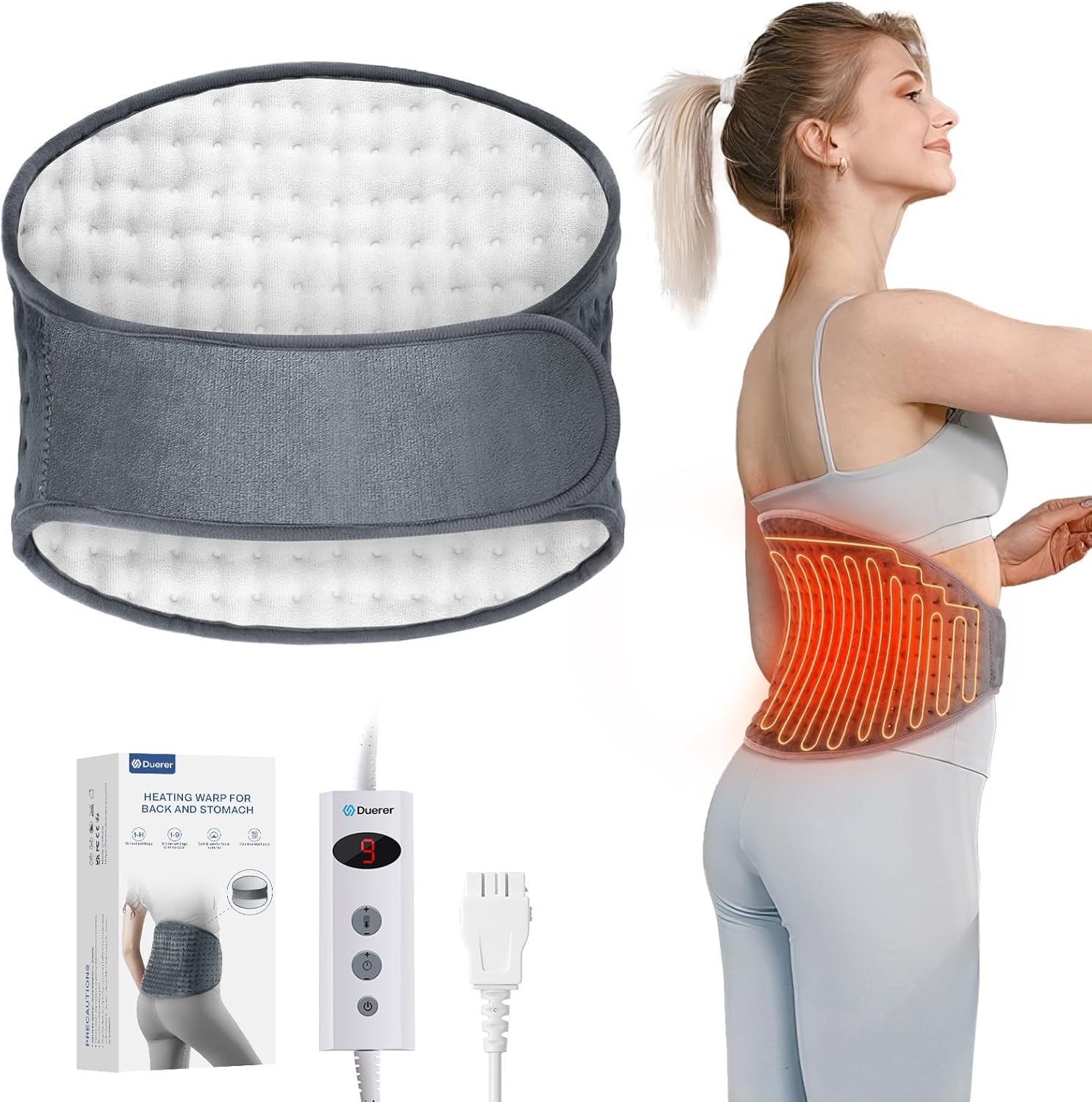 Duerer Heat Pad, Electric Heating Pad for Waist and Back Pain Relief, Heating Pad with Auto Shut