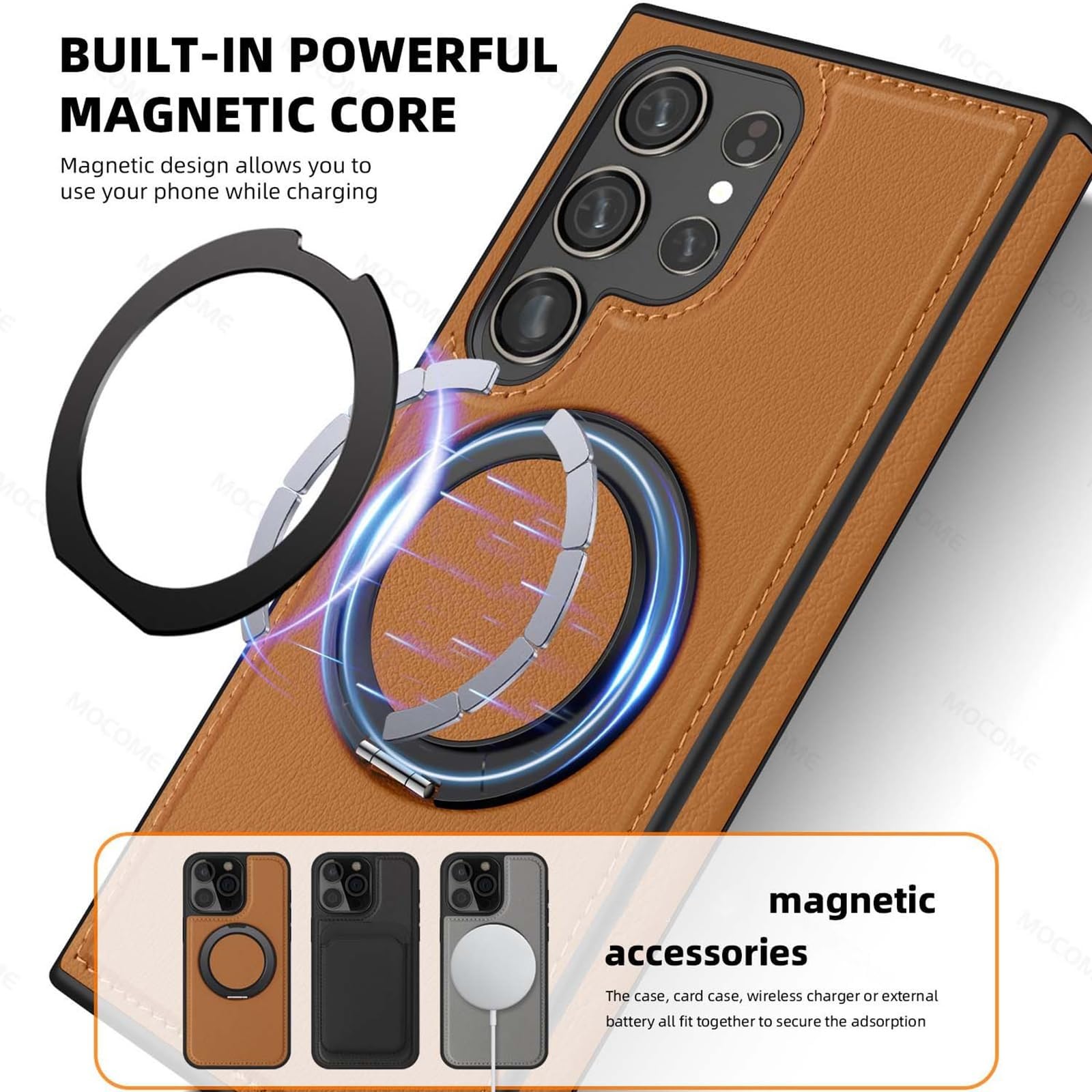Etui do Samsung Galaxy S25 Ultra/S25 Plus/S25, bezprzewodowe ładowanie antypoślizgowe etui osłona obiektywu twarda powłoka magnetyczny uchwyt pokrowiec (szary, S25 Plus)