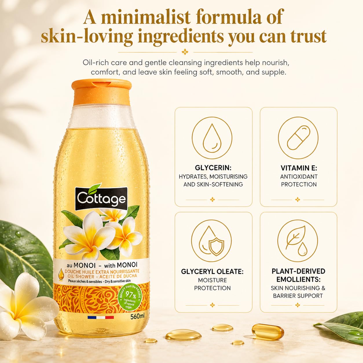 Douche Extra odżywczy olej jednooidowy- 97% składników pochodzenia naturalnego - 560ml