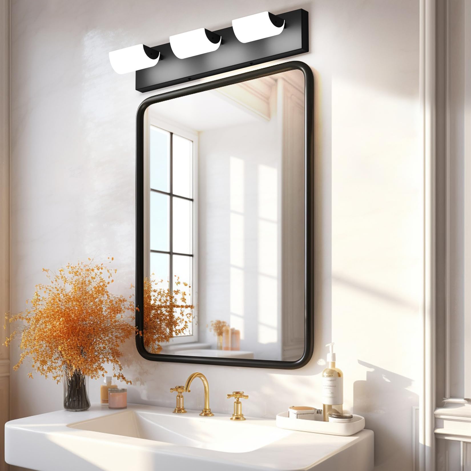 Snapklik.com : Ralbay Black Bathroom Vanity Lights 3 Light Matte Black ...
