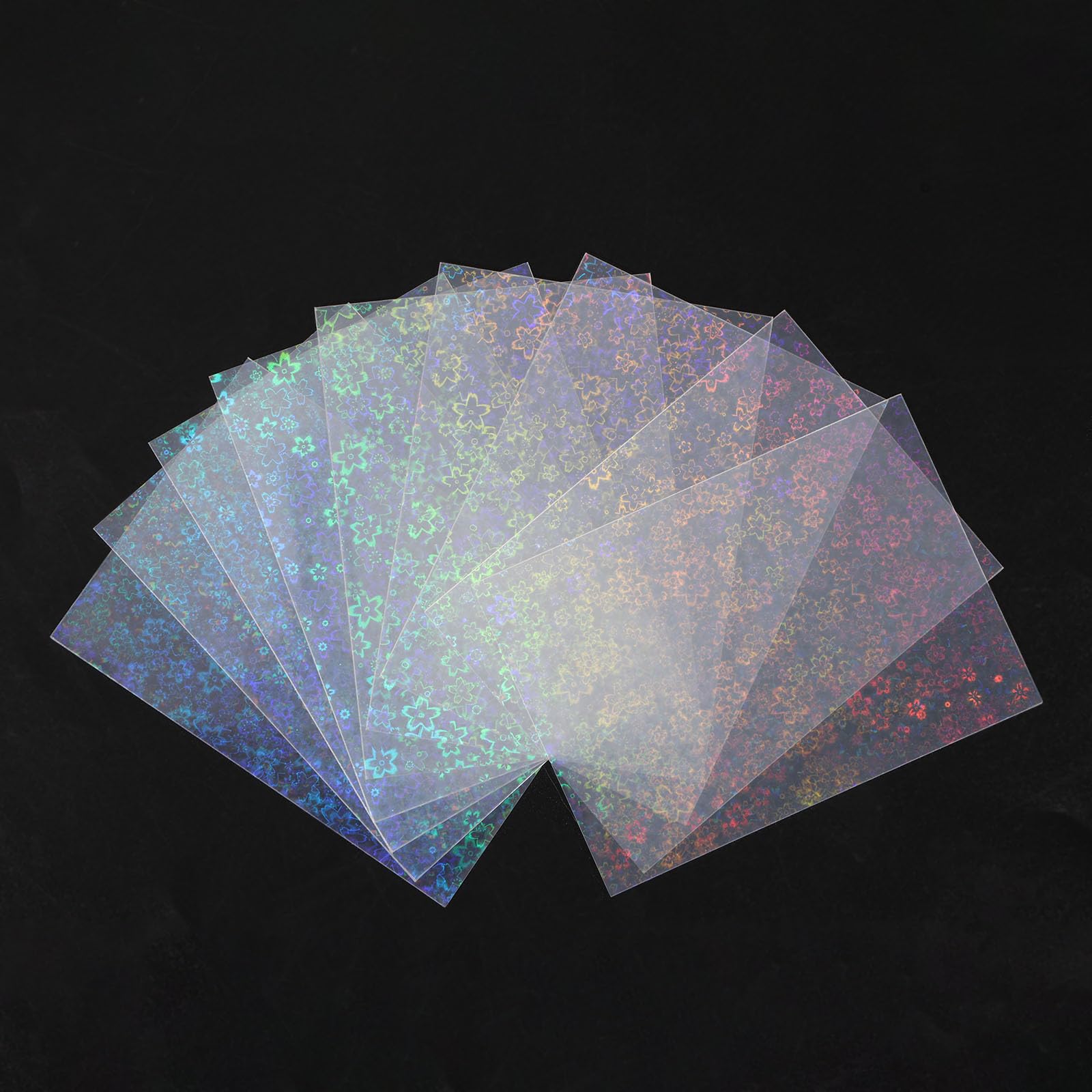 Penitue 100pcs Photocard Sleeves, 9.1x6.5cm/3.58x2.56in Laser Flashing Card Sleeves Holographic Foil Protective Cover Suitable for Card Enthusiasts Gifts (Flower Style)