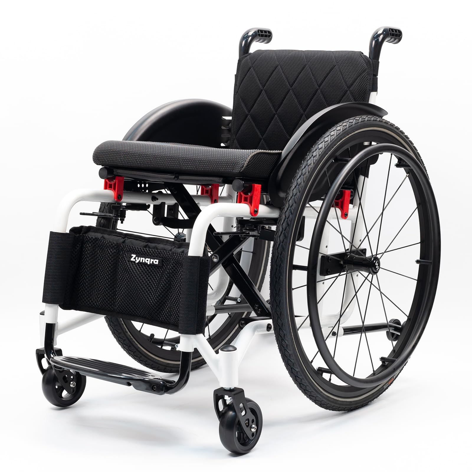 Zynqra Comfortable Folding Wheelchair,Portable Travel Wheel Chair,Self-propelled Manual Wheelchairs,Handbrakes Quick Release Rear Wheels & Anti-Tip Wheels Suitable for Adults(16.5in seat width)