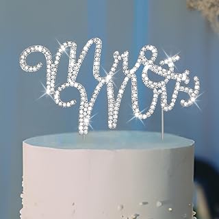 Jaciya Wedding Cake Toppers Mr and Mrs Silver Cake Topper Bridal Shower Party Wedding Cake Decorations Supplies