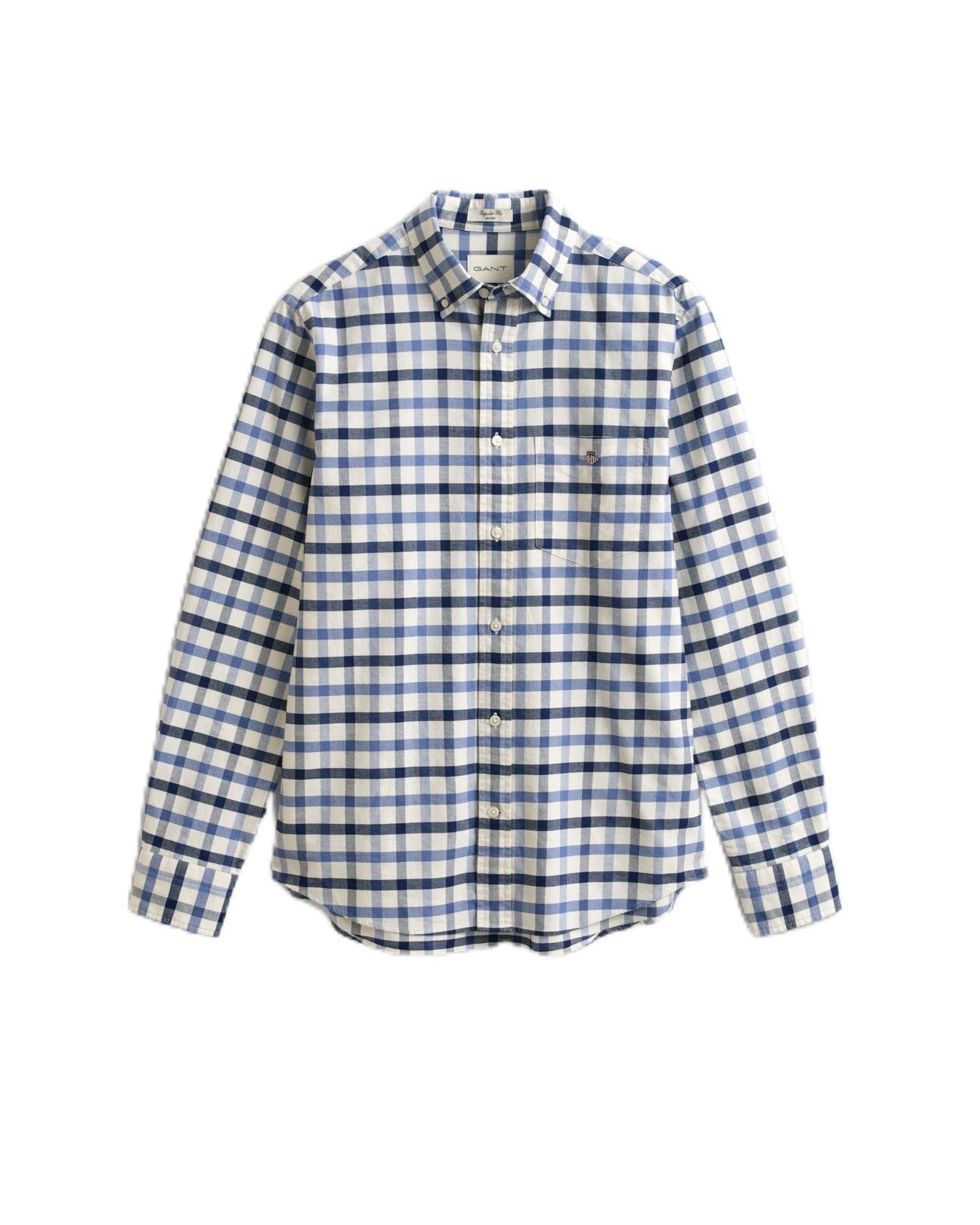 Gant Men's Regular Fit Oxford Check Shirt - 430 Faded Denim - 430 Faded Denim - L