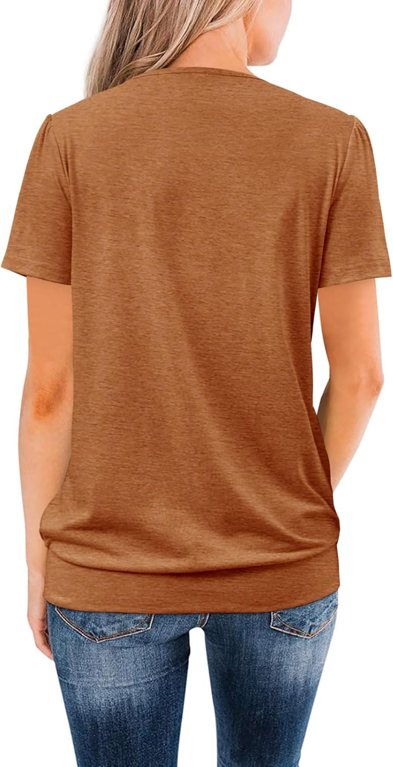 ZOLUCKY Womens Casual Short Sleeve Tunic Tops Scoop Neck T Shirts Summer Loose Fit Tunics - Image 2