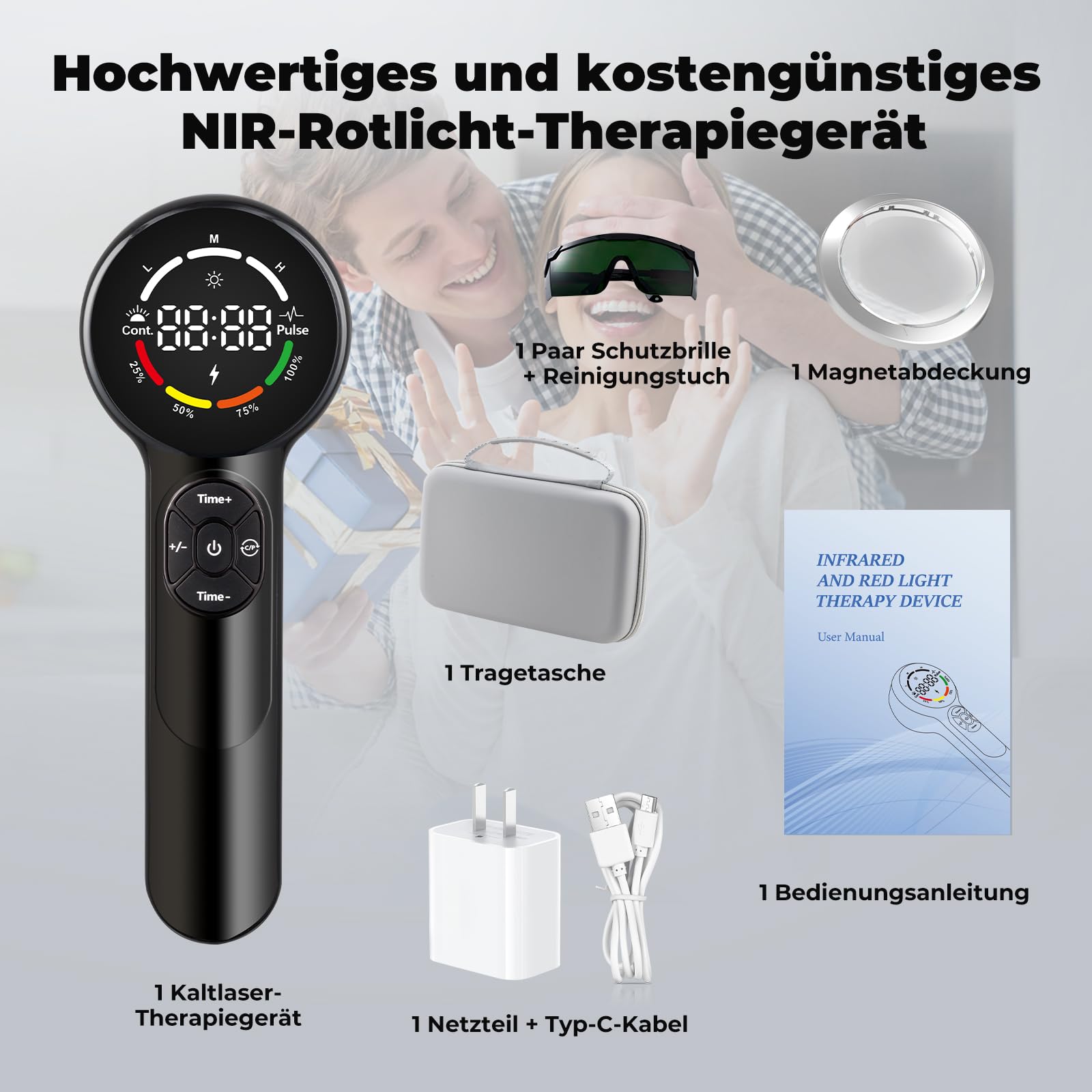 5200-mAh-Akku Therapie Lasergerät für Hunde Haustiere Kaltlaser therapiegerät 8x808nm 16x650nm mit Magnetabdeckung Kaltes Rotlicht Wiederaufladbar Katze Tier Pferd Gelenk und Muskelschmerzlinderung