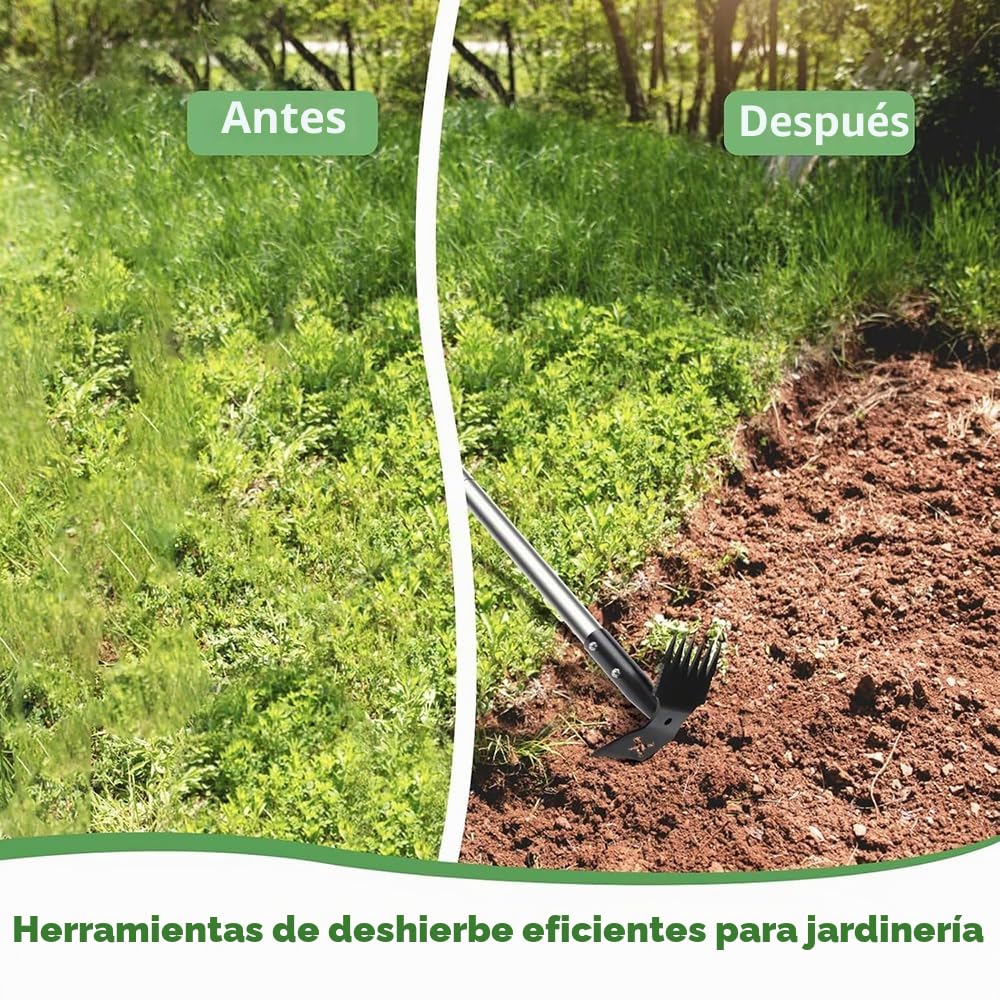 Extractora de Malas Hierbas con Mango Largo de 180 cm,Rastrillo de Azadas de Jardín 2 en 1 para Desmalezar,Quitar Malas Hierbas Jardin Mango Largo,Herramientas de Jardín para patio,césped,patio,jardín