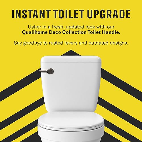 Miniatura 2 de Qualihome Manija de inodoro de montaje frontal, mango universal para inodoro, elegante manija de inodoro, kit completo de repuesto de mango de