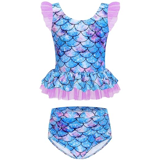 Maiô para meninas, duas peças, tanquíni, colorido, fofo, infantil, roupa de banho princesa, praia, 2 a 10 anos