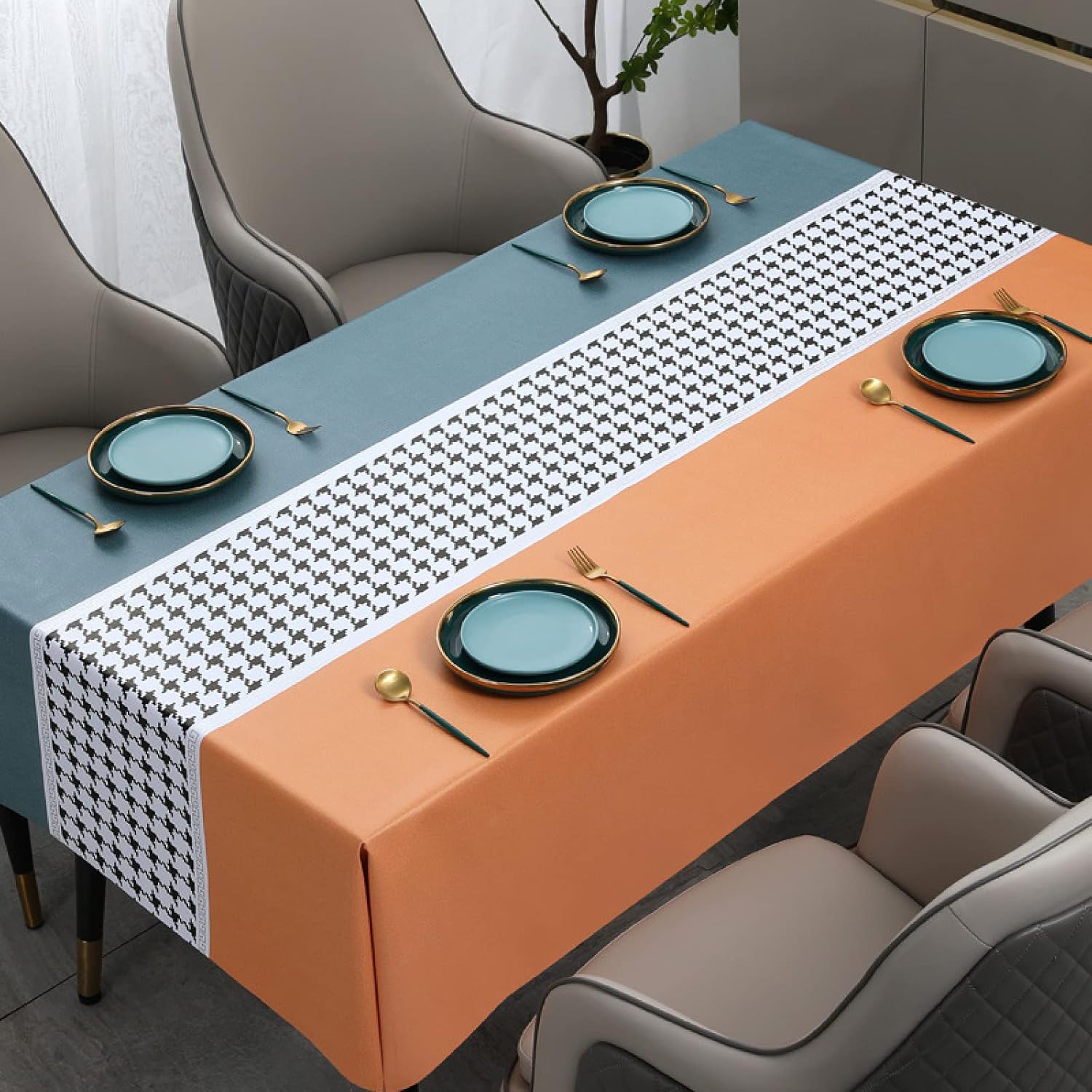 FXBZA Waterproof PVC Protective pad for Table/Table mat Table Cover Wipe Clean Tablecloth-Luxury Waterproof and Wipeable,140x220cm