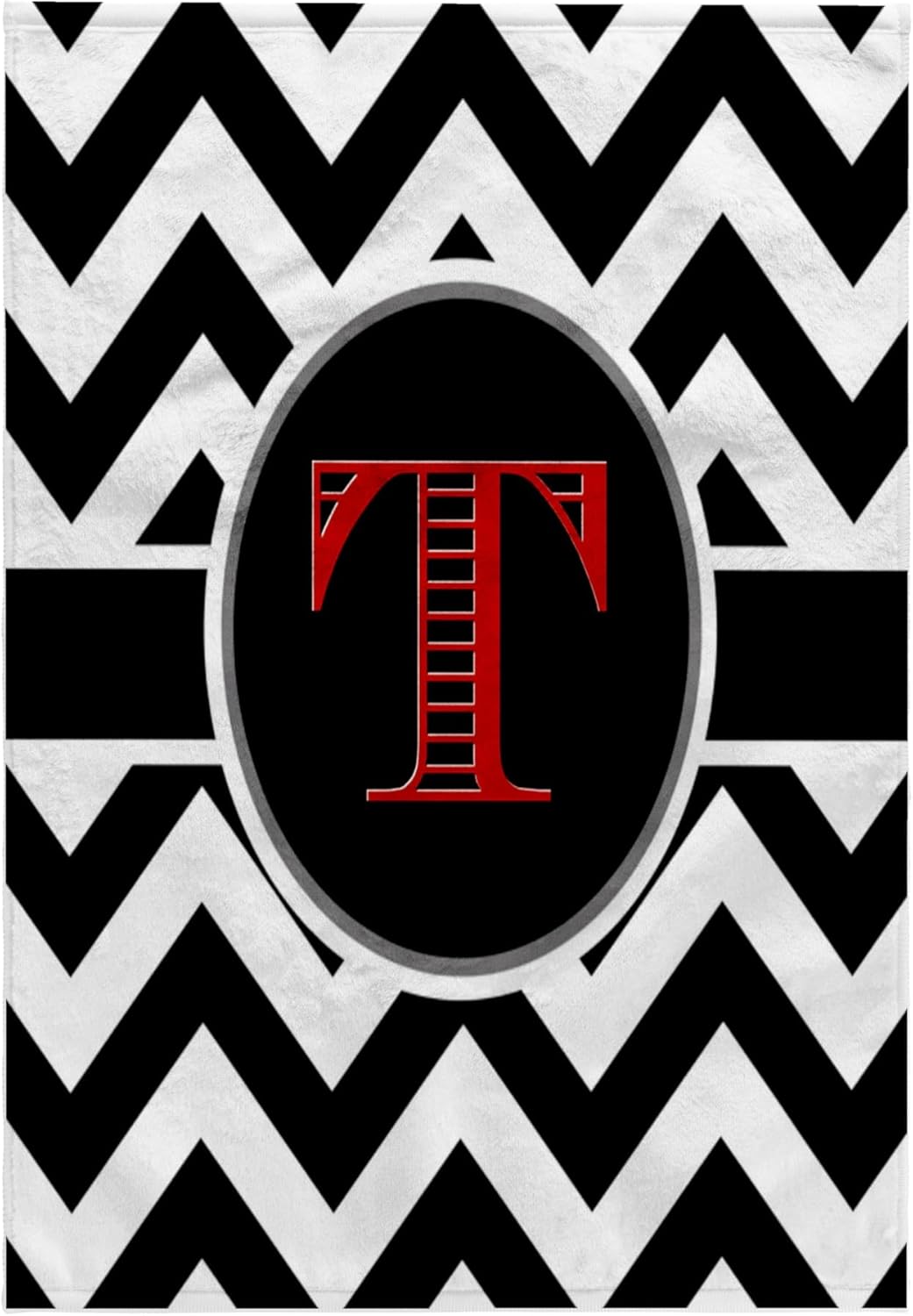 3dRose Black and White Chevron Monogram red Initial T 22x30 Bath Hand Pool Towel