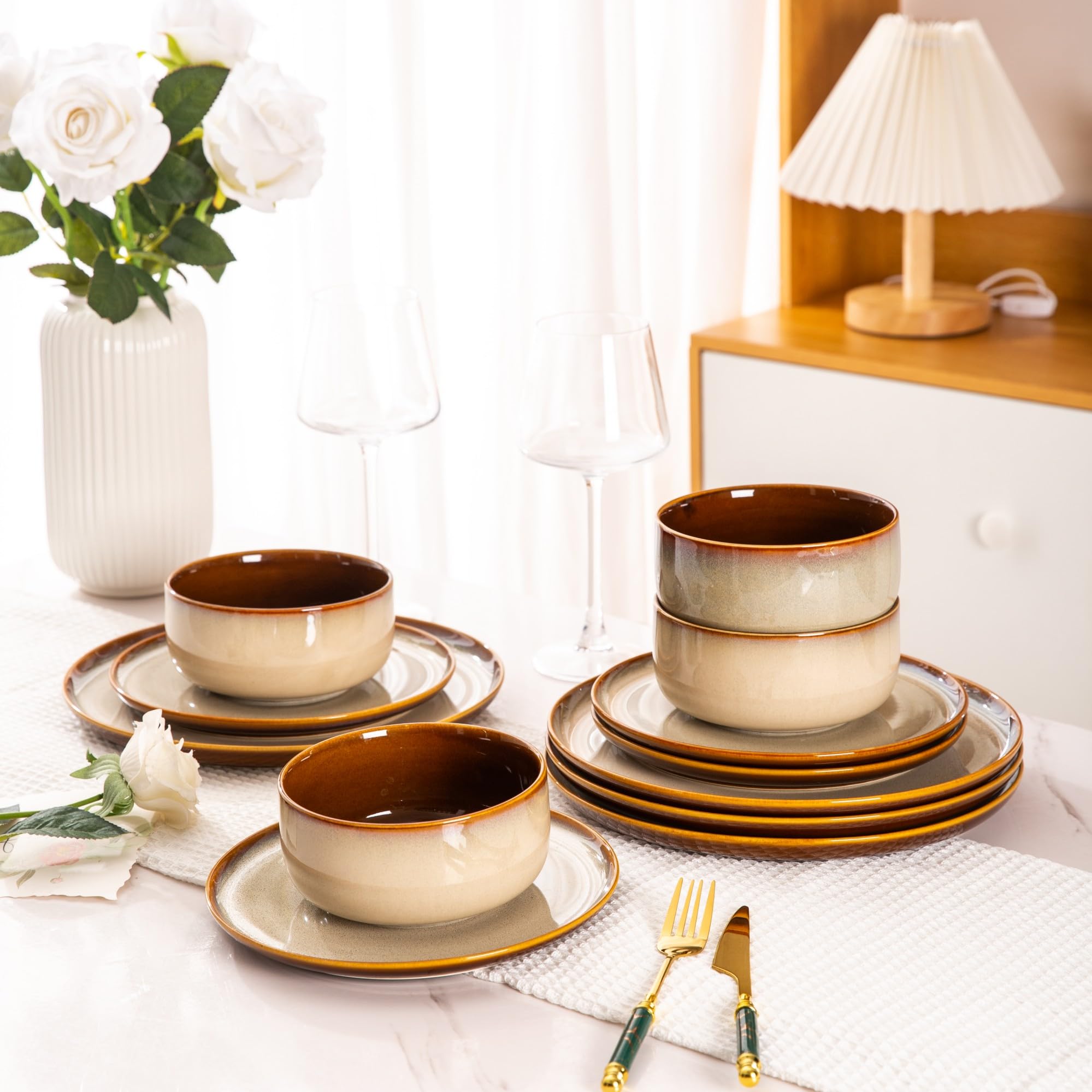 Amazon.com | Ceramic Dinnerware Sets of 6,Poreclain Plates and