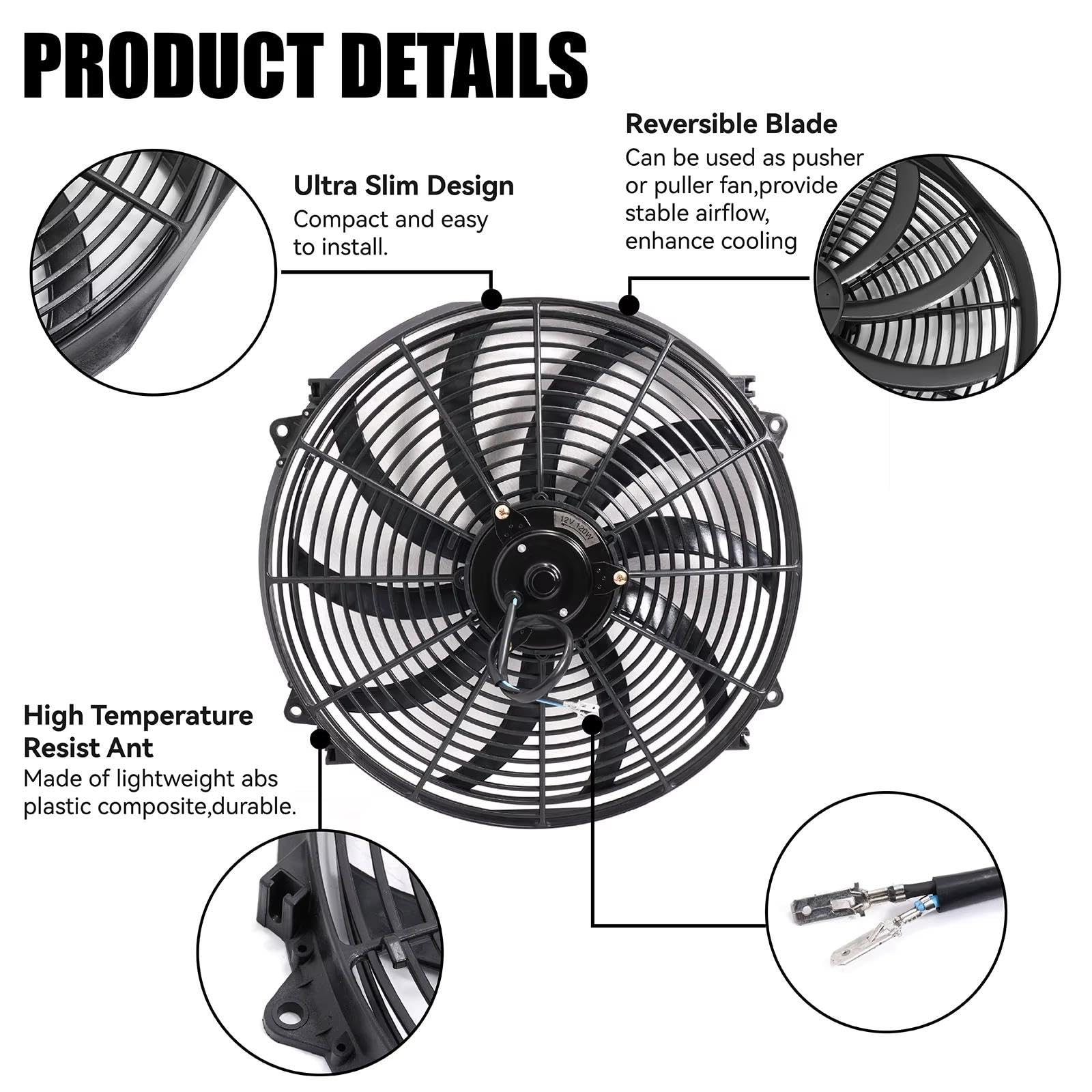 Ventilador Radiador Motor Coche 16" 120w 12V Ventilador de motor del coche