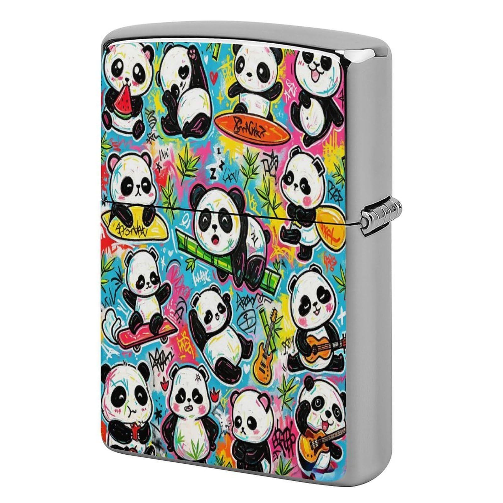 Btcowzrv Style Graffiti Panda Fun Metal Lighter Case Sleeve Cover Holder