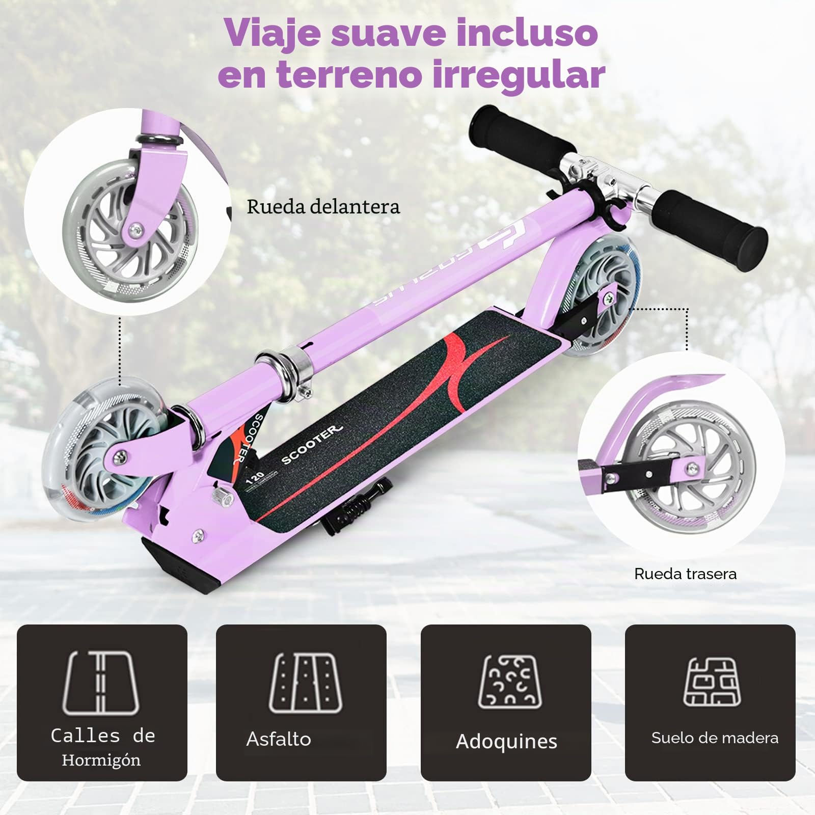 GOPLUS Patinete plegable para niños, con ruedas LED, a partir de 4 años hasta 70 kg