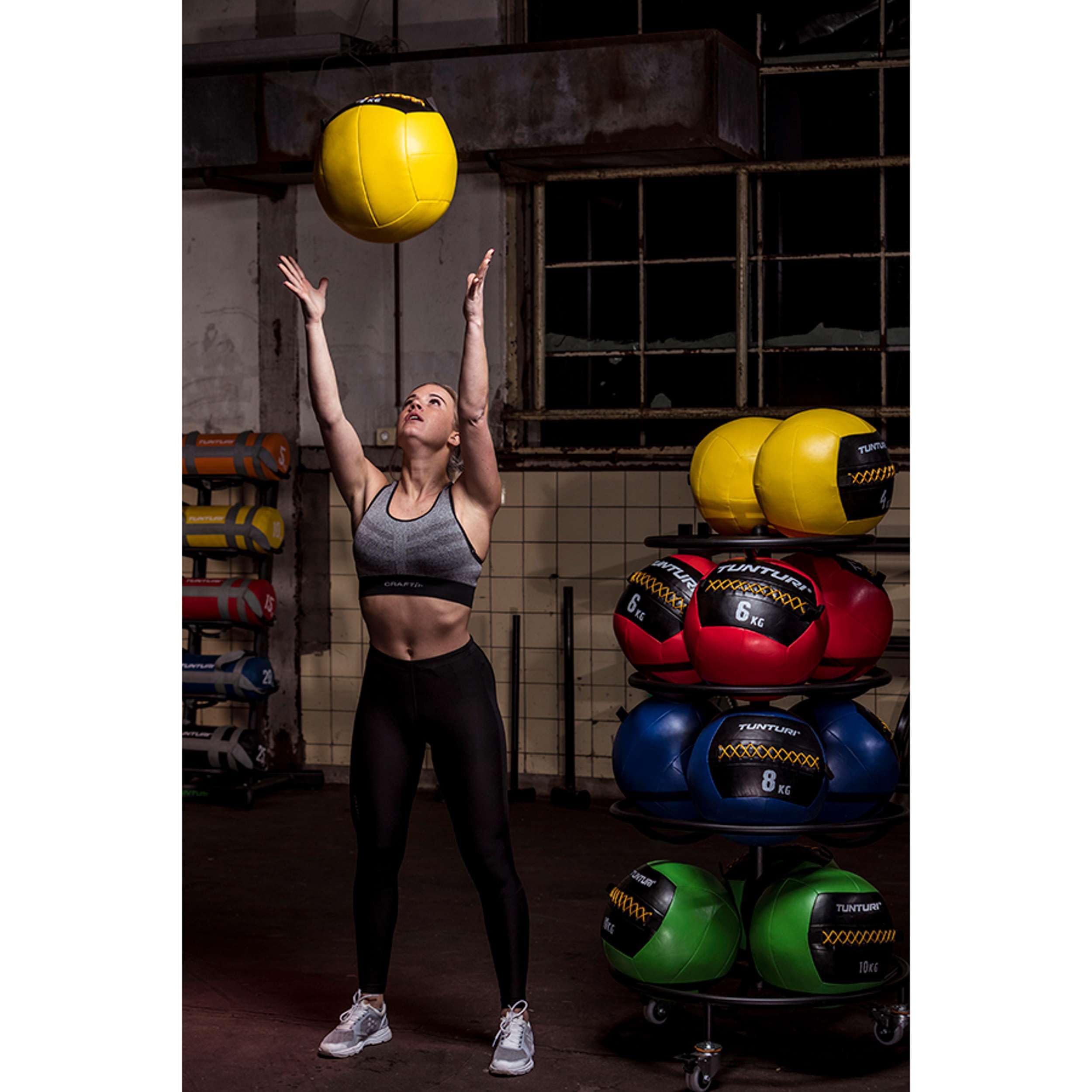 Tunturi Balle Murale Wall Ball Functional Training 10kg Vert