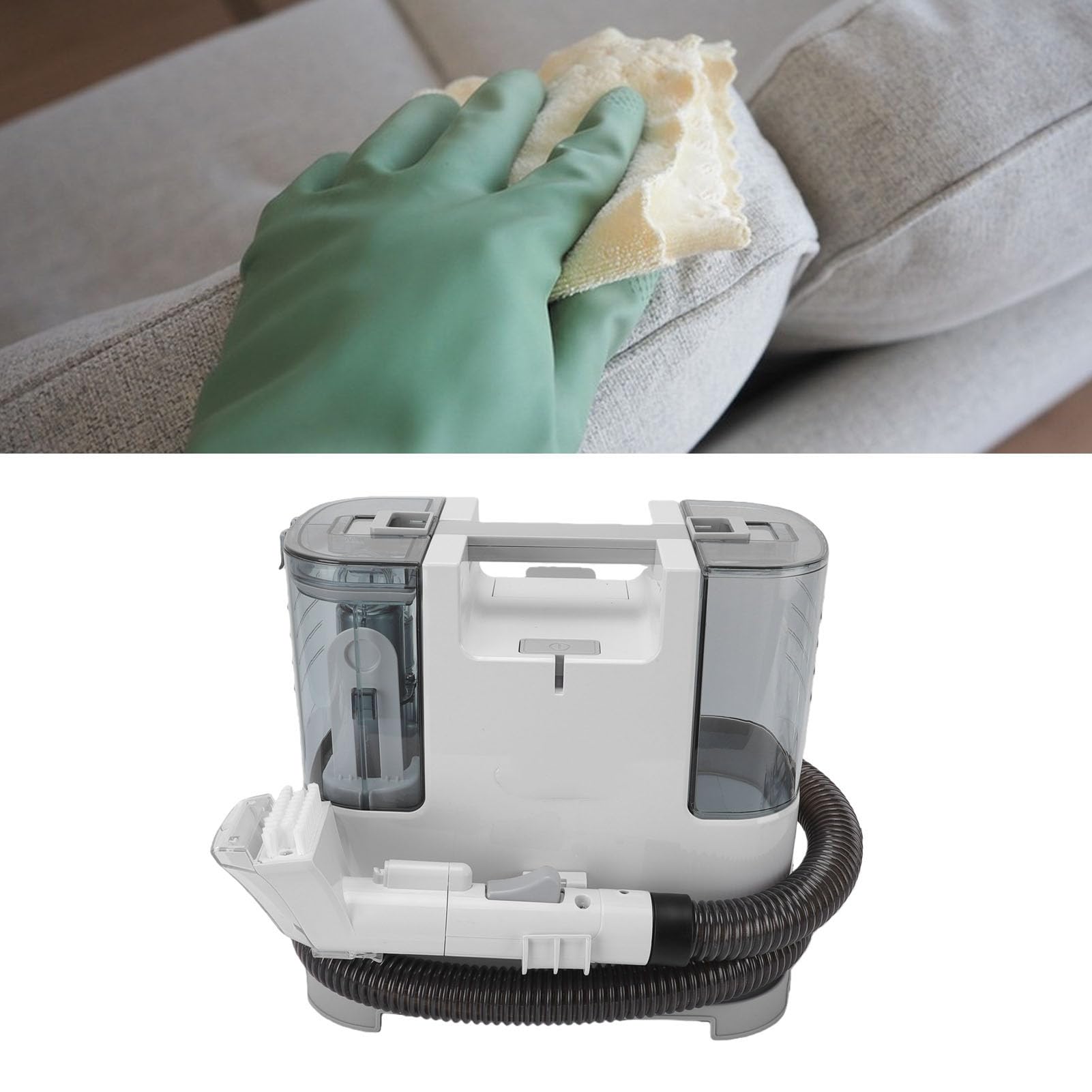 Generic Limpiador Eléctrico de Sofás de Tela, Limpiador de Alfombras con Fuerte Succión de 9 Kpa y Potencia de 400 W, con 2 Cabezales de Cepillo, Diseño de Tanque Doble, para Asiento de