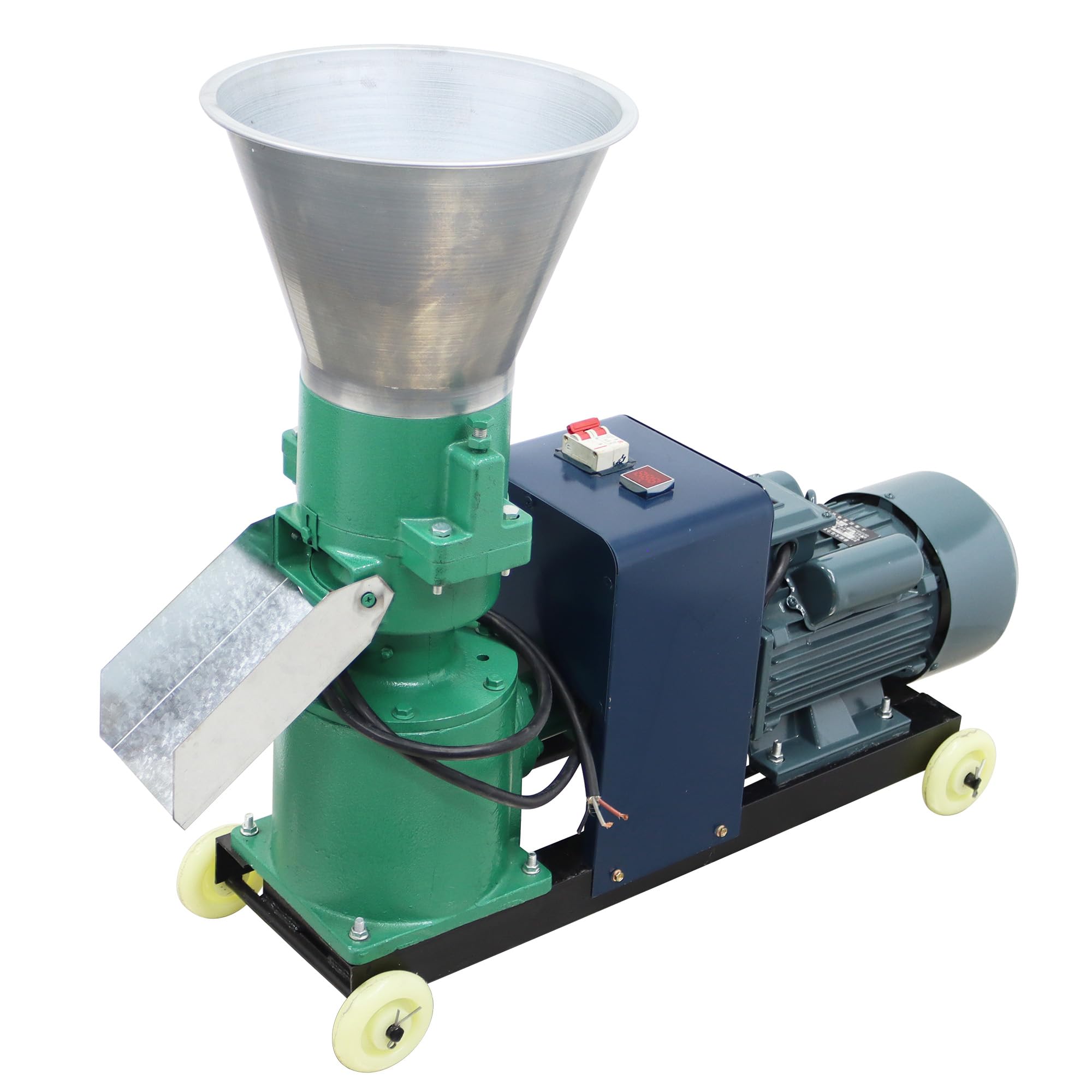 HQHAOTWU Animal Feed Pellet Machine Chicken Feed Pellet Maker Farm Fodder Granulator 2 Head Rollers 4MM Holes Plate 220V 3KW