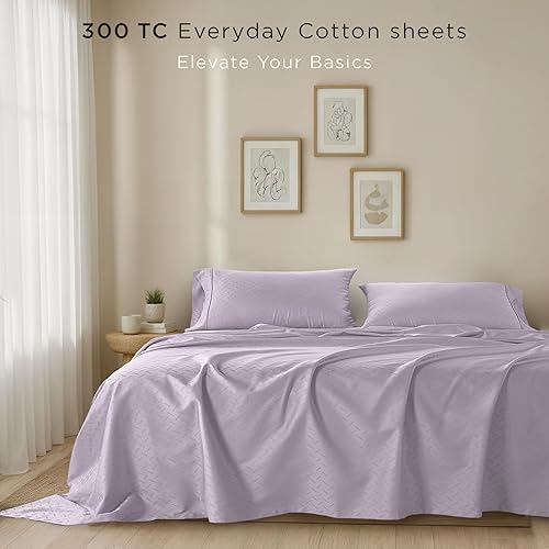 Miniatura 2 de Threadmill Juego de sábanas de algodón Queen  Sábanas 100% algodón para cama tamaño Queen  Juego de sábanas de damasco jacquard con bolsillo