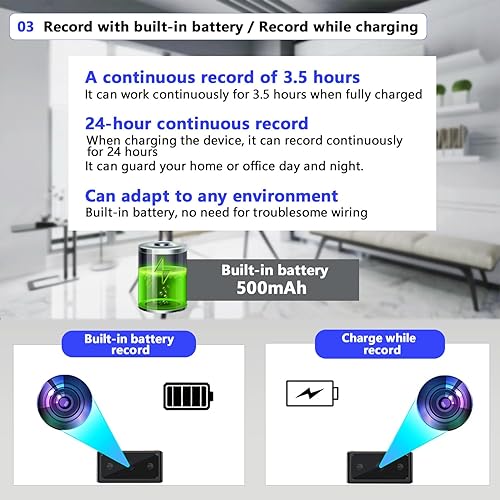 Miniatura 4 de Cámara oculta Mini cámara espía 1080P pequeña cámara de seguridad, Pequeña cámara portátil, Cámara de niñera encubierta, Cámaras de seguridad de