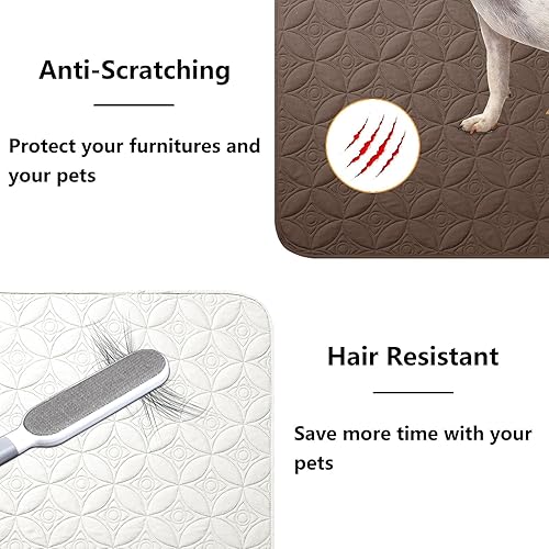 Miniatura 4 de Manta impermeable para perro, 68 x 82 pulgadas, fundas para sofá y cama, protector de muebles de perros, lavable y reversible, chocolate + crema