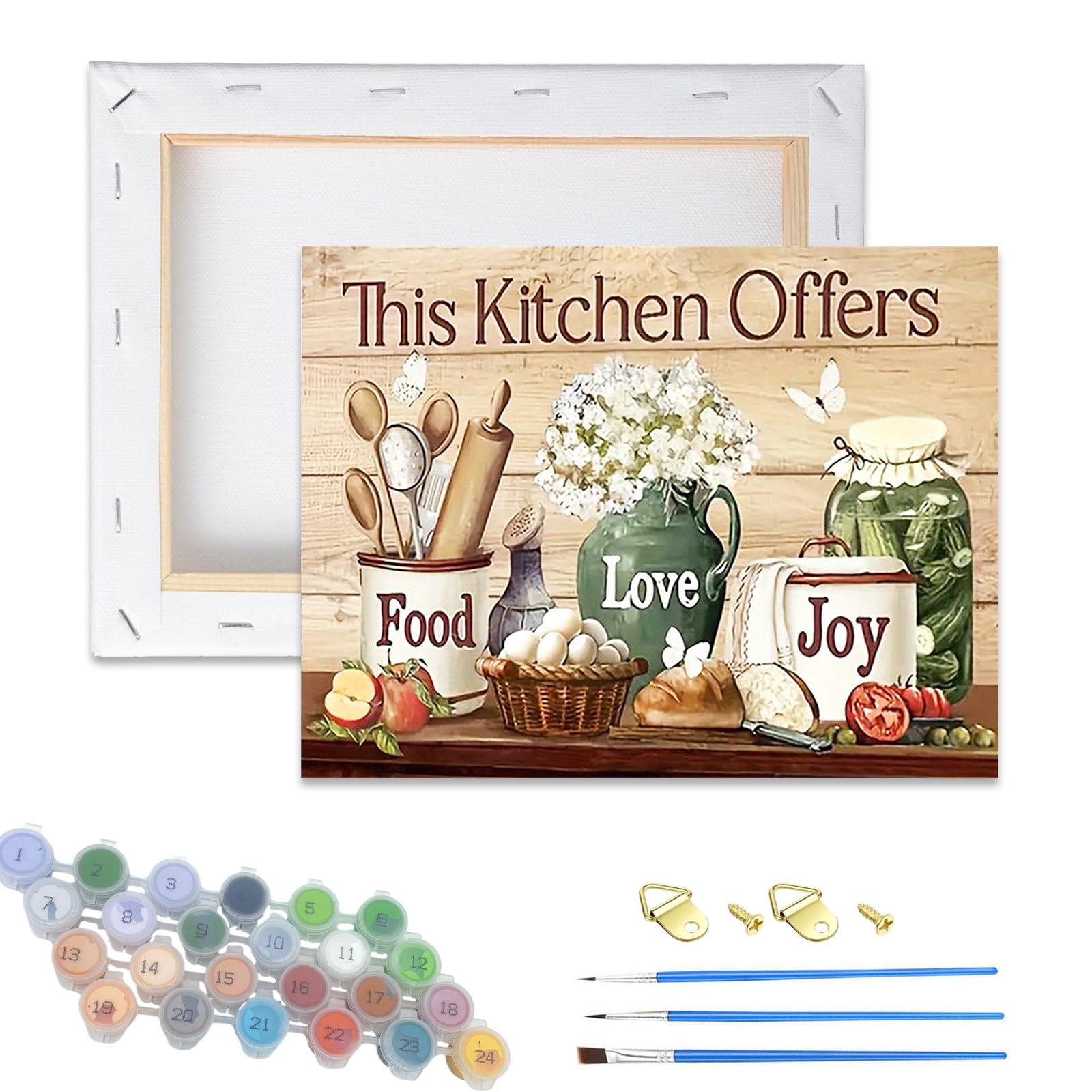 Xiangxujia Kitchen Utensils Paint by Numbers Kit for Adults,Framed DIY Painting Kits on Canvas,Color by Numbers,Large Framed Adult Paint by Number for Gifts,Home Wall Decor