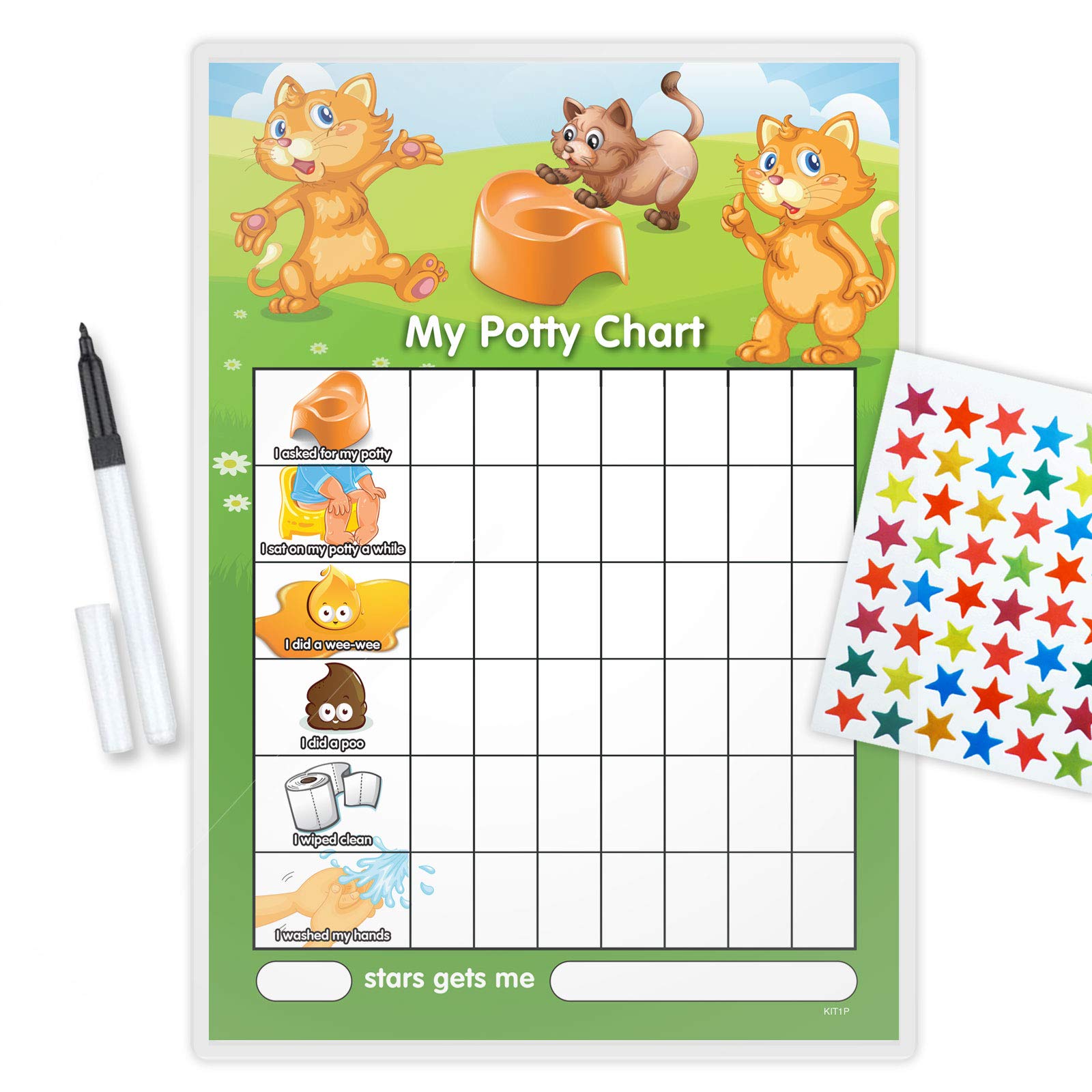 Cats Potty Reward Chart - KIT1P (Including FREE pen and star stickers)