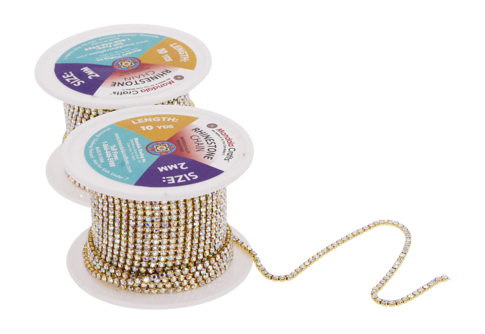 Mandala Crafts 1-Row Gold Colored Rhinestones Cup Chains for Jewelry